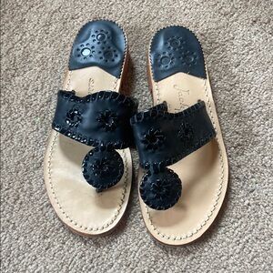 Jack Rogers Black Leather Women's Sandals